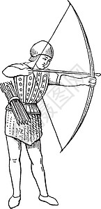 弓箭手在 15 世纪的英格兰复古插画背景图片