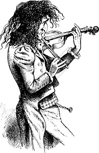 男子小提琴演奏玩弄维奥林的男子 陈年插图插画
