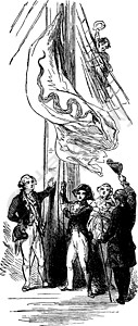 琼斯升起了美国船只上有史以来展示的第一面旗帜 文特背景图片