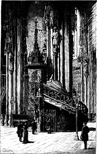 圣史蒂芬大教堂普尔比特 古董插图背景图片