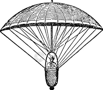 Garnerin降落伞 古董插图背景图片