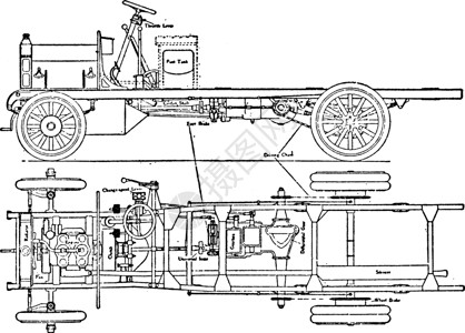 哈雷车带有内燃机车侧和 C 的哈雷货车或卡车插画