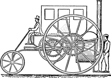 凯西克1802 年蒸汽马车的侧视图复古插图插画