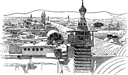 大马士革复古插图背景图片