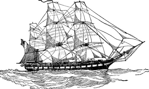 美国1812年的驱逐舰 旧式说明插画