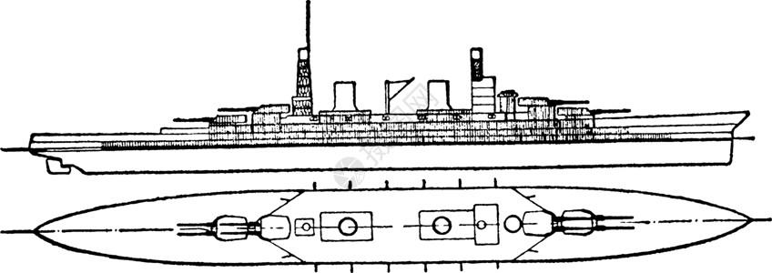 俄罗斯海军战列舰复古插画背景图片