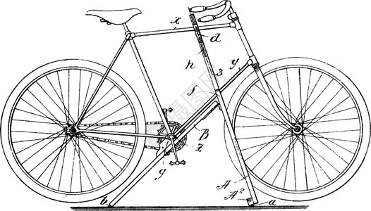 自行车车架立式自行车架复古插图插画