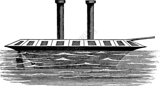 铁甲1814年的船 古典插图插画