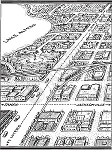 旧地图城市复古图插画