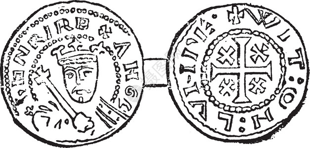 亨利二世的硬币复古插图背景图片