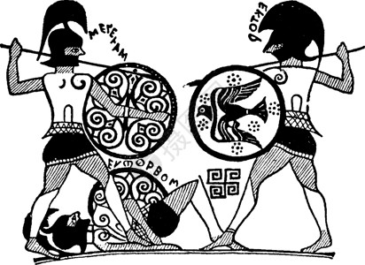 克劳斯讲雅利安语的人 Menclaus 和 Hector 复古插图插画