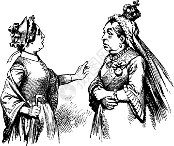 两位妇女对话 陈年插图雕刻白色艺术黑色绘画背景图片