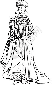 伊莉莎白一世时的女性装饰 古典插图高清图片