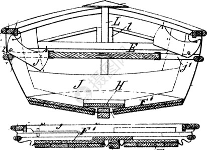 不透水的可折叠船复古插图插画