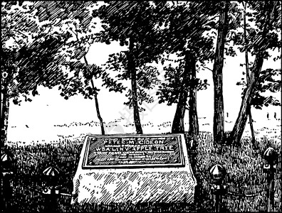 园艺师彼得 M  吉迪恩纪念碑和富贵苹果复古点检插画
