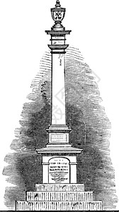 赫伦斯沃伦斯纪念碑 它制作图案复古插画