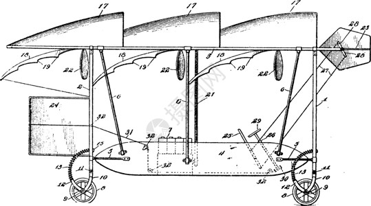 飞机轮子早期设计飞机复古插画插画