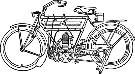机动自行车复古插画背景图片