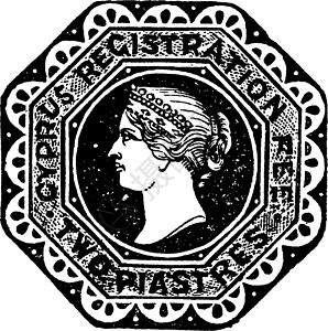 皇冠坎皮恩1880 年至 1881 年塞浦路斯两个 Piastres 注册信封vi插画