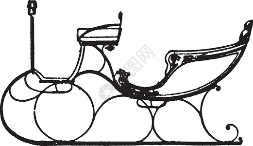 维多利亚雪橇复古插画背景图片