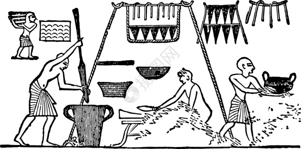 埃及厨房复古插画背景图片