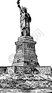 弗雷德里克自由女神像复古它制作图案启发性插图艺术绘画礼物自由世界城市雕刻白色插画