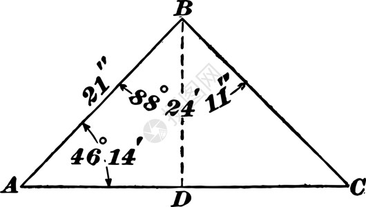 相应的边长为 21 且角为 88 24 11 和 46 1 的斜三角形插画