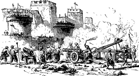 君士坦丁堡复古插画背景图片