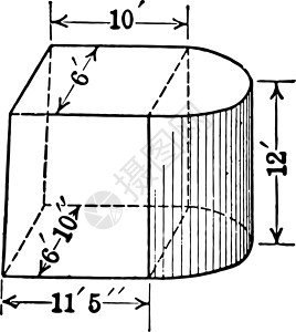 尺寸图具有半圆柱形半环形的四方结壳复合图插画