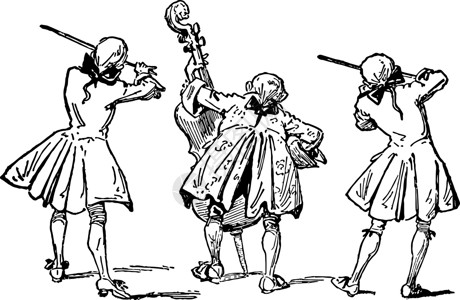 三名男子演奏弦乐器复古插画背景图片