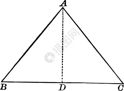 带有内地段的Isosceles三角形图画老旧插图背景图片