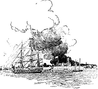 1776 年纽约大火复古它制作图案插画