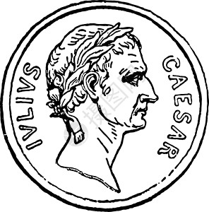 凯撒硬币复古插画英语插图绘画雕刻背景图片