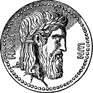 Zeus Coin 古董插图的负责人背景图片