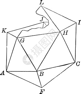部分建造Icosahedron古代插图背景图片
