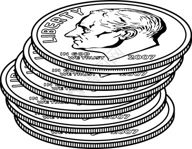 富兰克林罗斯福成堆的硬币复古插画黑色雕刻艺术插图火炬白色货币绘画插画