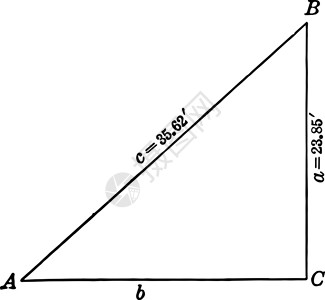 右三角ABC带23 85英尺长和35 62英尺宽背景图片