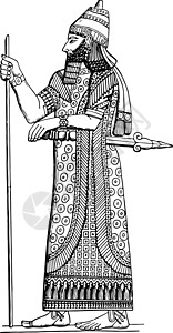 亚述古代插图背景图片