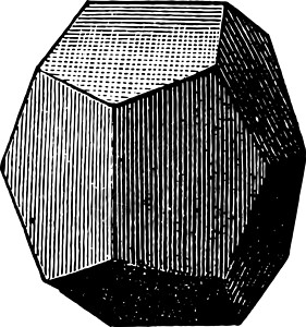 五角十二面体复古插画艺术雕刻插图数学绘画白色黑色五边形背景图片