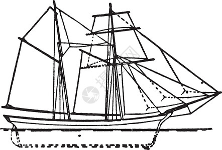英国帆船复古插图背景图片