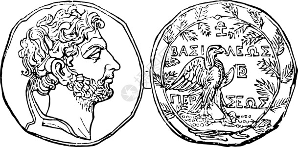 珀尔修斯古董的硬币插图背景图片