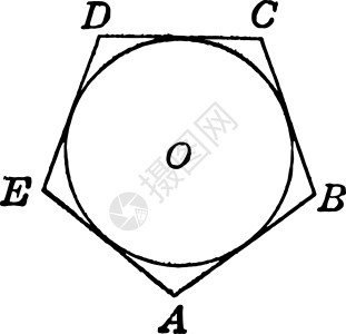 多边形外接圆形复古插图背景图片