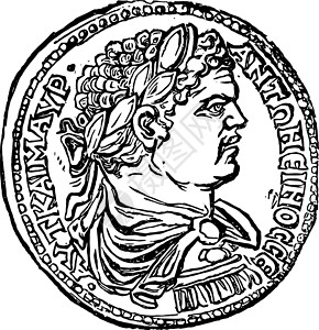 罗马硬币复古插画皇帝绘画插图背景图片