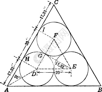 欧式角边等边三角形复古插图中的圆圈插画