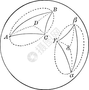 两个对称的球三角老式插图背景图片