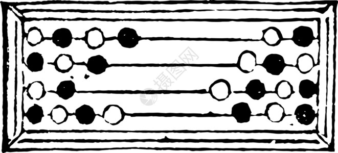 Abacus 古代插图黑色白色算术珠子艺术计算雕刻绘画背景图片