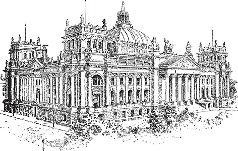 帝国大厦 古老的插图绘画雕刻艺术黑色白色插画