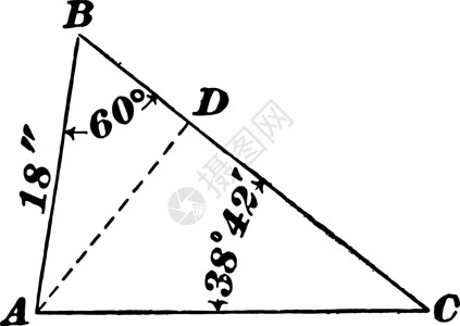边长为 18 且角为 60 和 38 42 的斜三角形插画