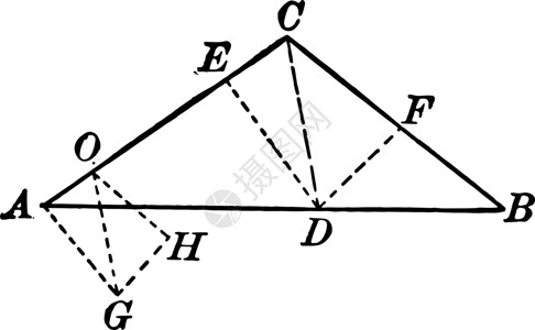 带线段的三角形复古插图背景图片