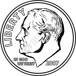 罗斯福总统一毛钱复古插图上的肖像插画